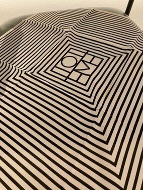 Toteme Black & White Striped Scarf with Central Logo